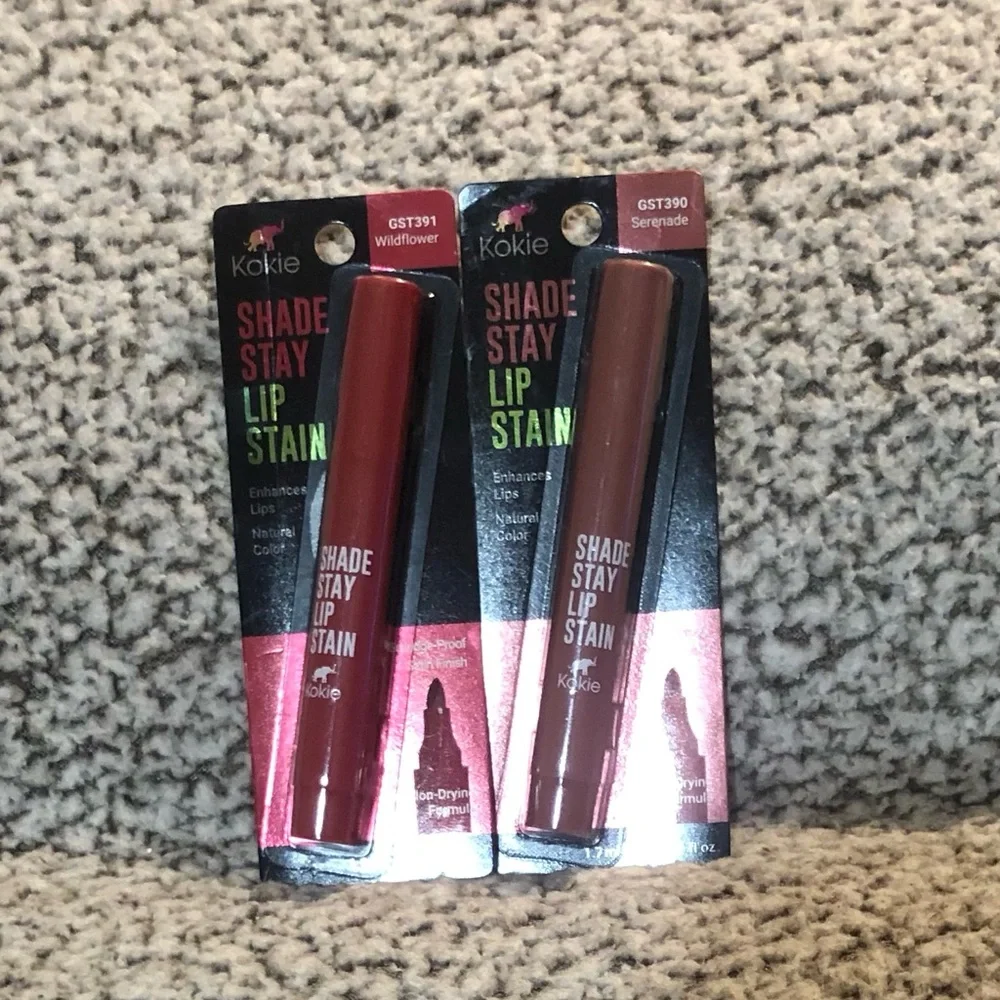Kokie Shade Stay Lip Stain - Wildflower & Serenade (Red / Brown Shades)